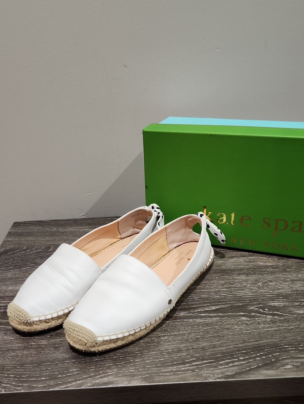 Kate Spade Grayson Leather Bow Back Espadrille Flats